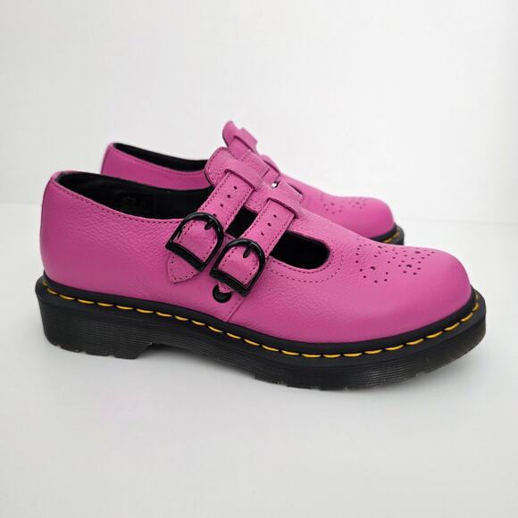 Dr. Martens 8065 Pink Leather Mary Jane Shoes Women's Size 8 - Picture 1 of 8